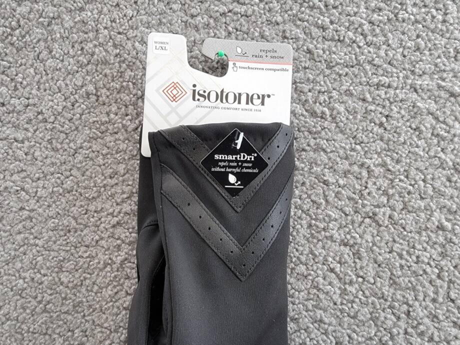 Isotoner Signature Water-Resistant Heritage Chevron Gloves Women's L/XL Black