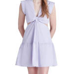 STEVE MADDEN Amanda Mini Dress Women's S Pastel Lilac Cap Sleeves V-Neckline