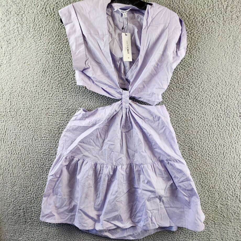 STEVE MADDEN Amanda Mini Dress Women's S Pastel Lilac Cap Sleeves V-Neckline