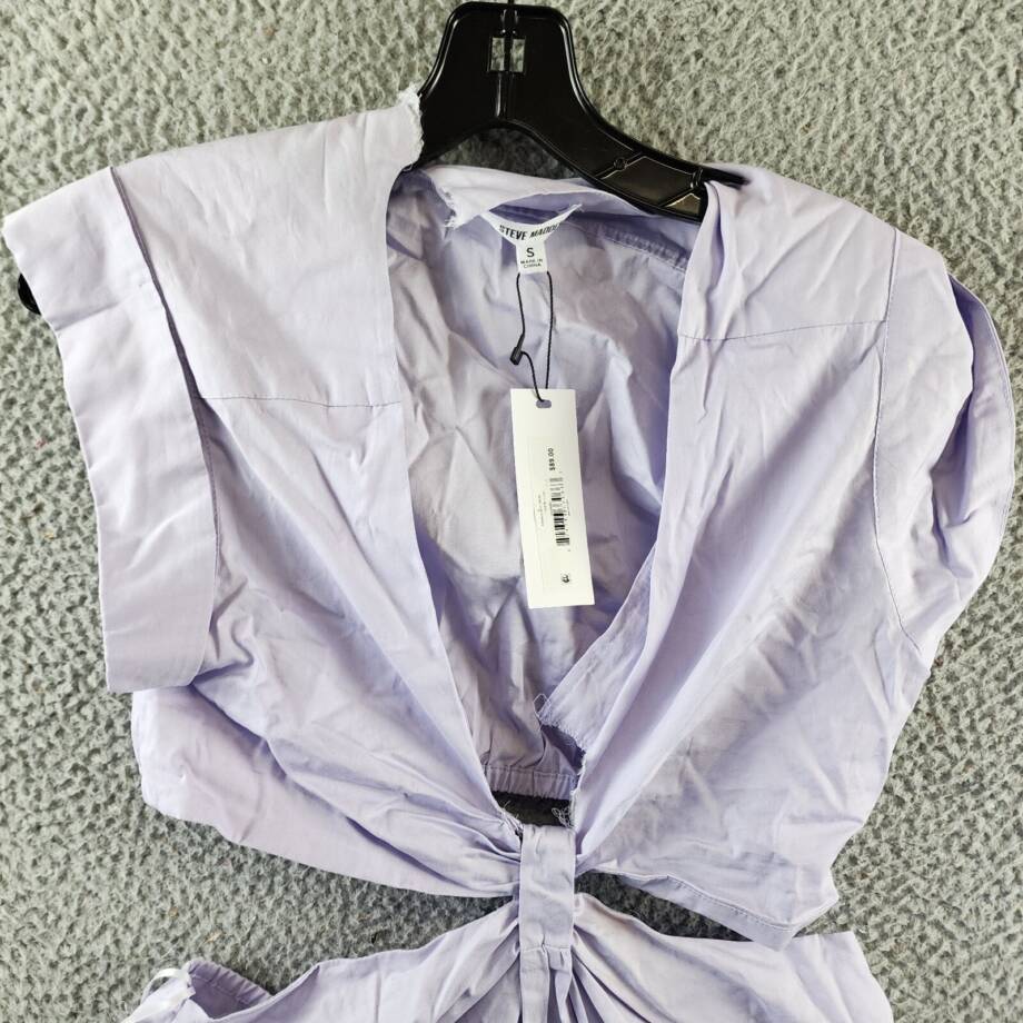 STEVE MADDEN Amanda Mini Dress Women's S Pastel Lilac Cap Sleeves V-Neckline