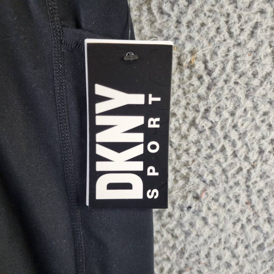 DKNY Sport Balance High-Waist Capri Leggings Women's XS Black Side Pocket PullOn