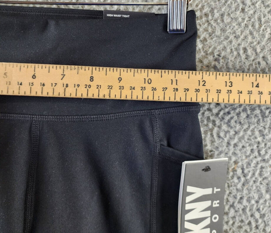 DKNY Sport Balance High-Waist Capri Leggings Women's XS Black Side Pocket PullOn