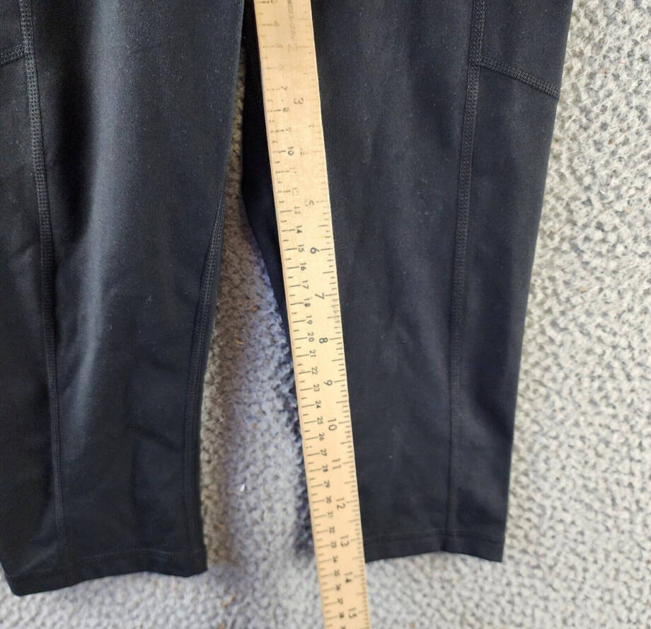 DKNY Sport Balance High-Waist Capri Leggings Women's XS Black Side Pocket PullOn