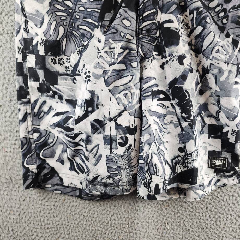 Speedo Printed Bondi Basin 9" Boardshorts Men's S Monument Elastic Waist