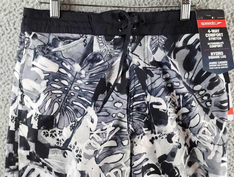 Speedo Printed Bondi Basin 9" Boardshorts Men's S Monument Elastic Waist