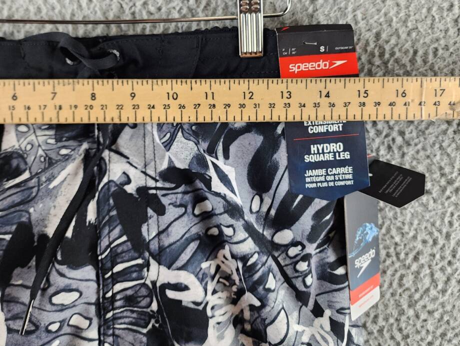 Speedo Printed Bondi Basin 9" Boardshorts Men's S Monument Elastic Waist