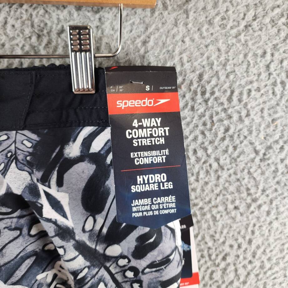 Speedo Printed Bondi Basin 9" Boardshorts Men's S Monument Elastic Waist