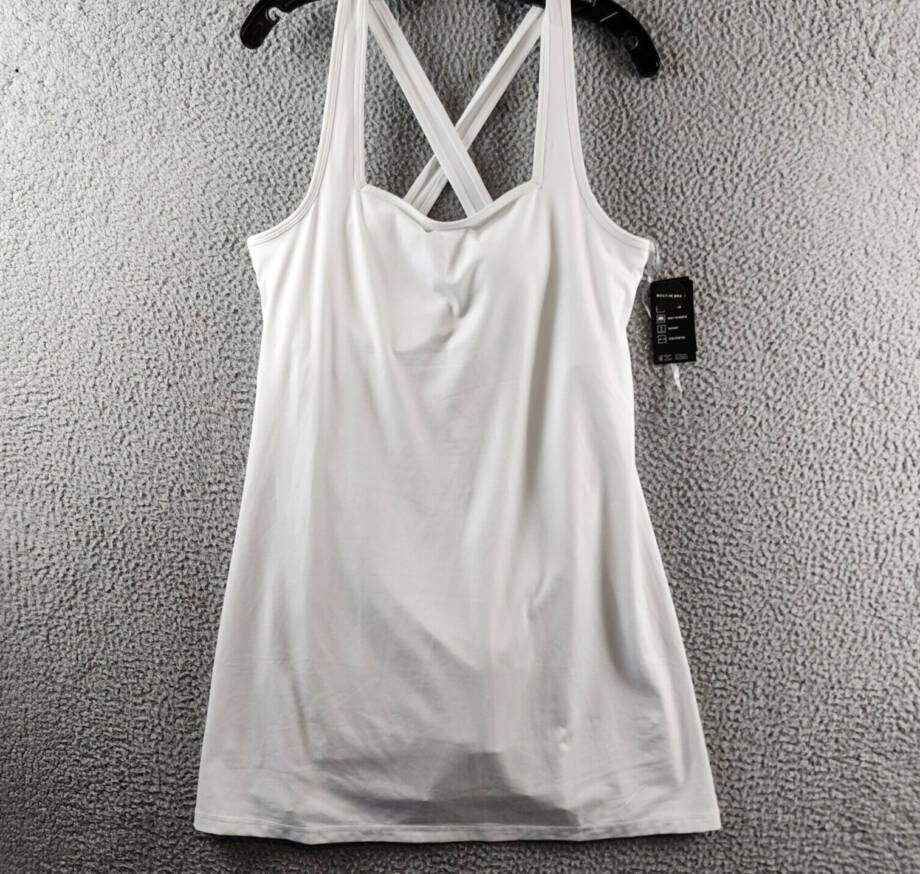 ID Ideology Performance Square-Neck Dress Women's L Bright White Sleeveless