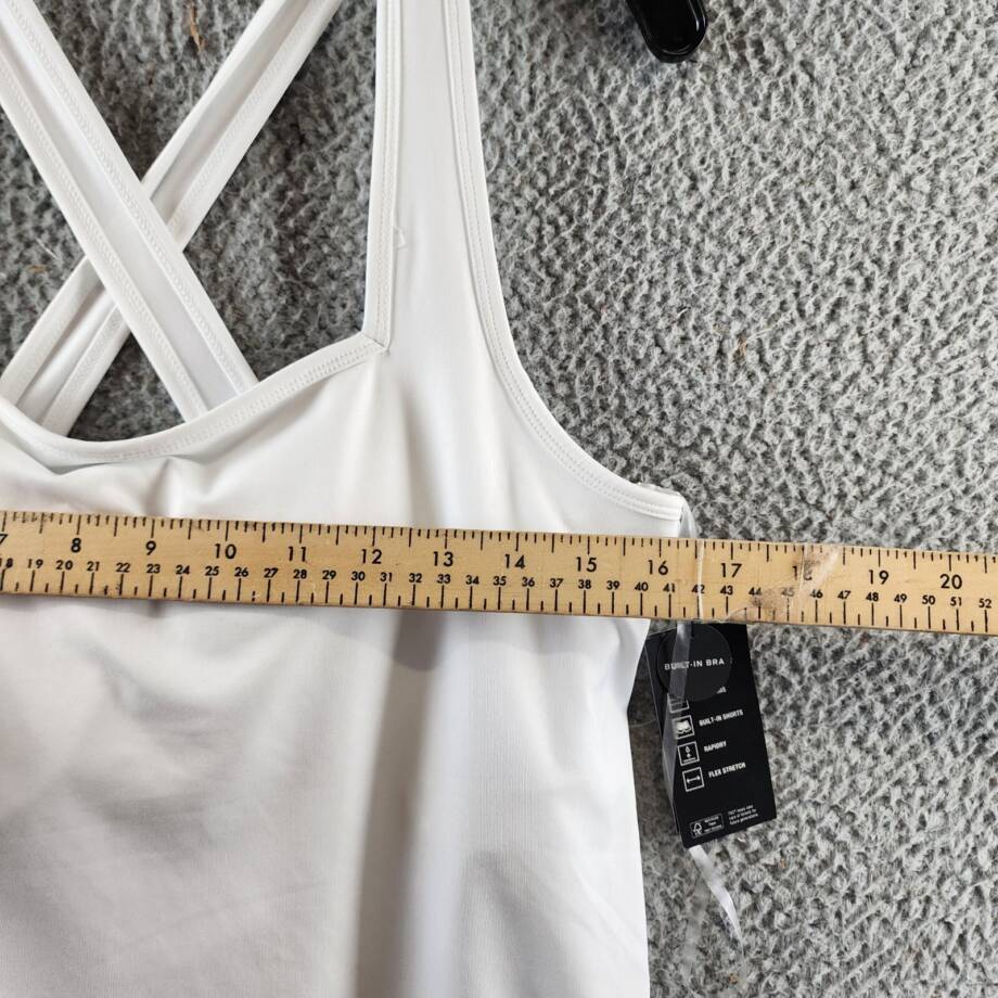 ID Ideology Performance Square-Neck Dress Women's L Bright White Sleeveless