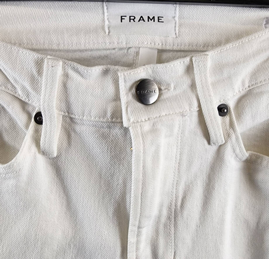 FRAME L'Homme Skinny Fit Jeans Men's 33 Blanc Rips Zip Fly With Button Closure~