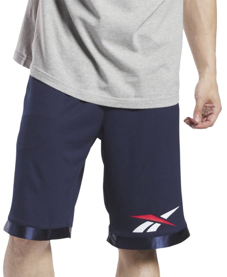 Reebok Regular-Fit Logo-Print Mesh Basketball Shorts Men's XL Vector Navy Pullon