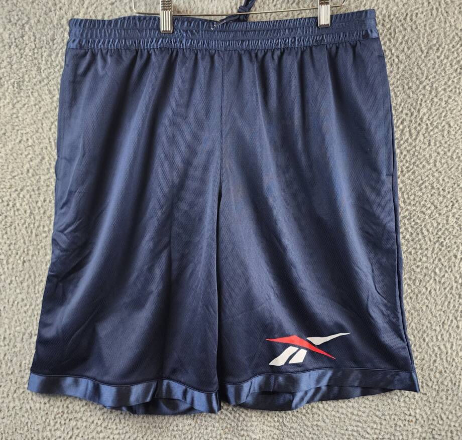 Reebok Regular-Fit Logo-Print Mesh Basketball Shorts Men's XL Vector Navy Pullon