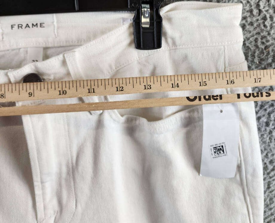 FRAME L'Homme Skinny Fit Jeans Men's 33 Blanc Rips Zip Fly With Button Closure~
