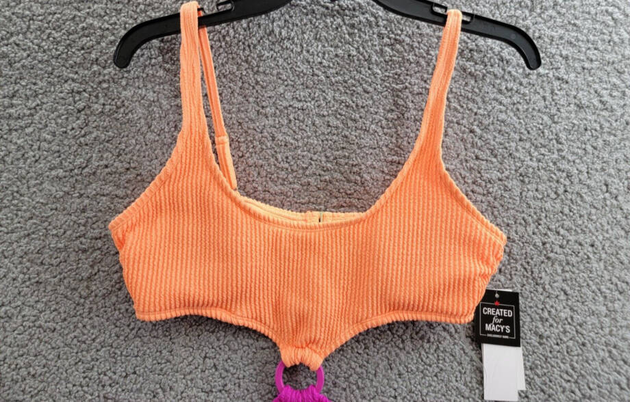 Salt & Cove Colorblocked One-Piece Monokini Juniors' M Peach/Fuchsia Scoop Neck