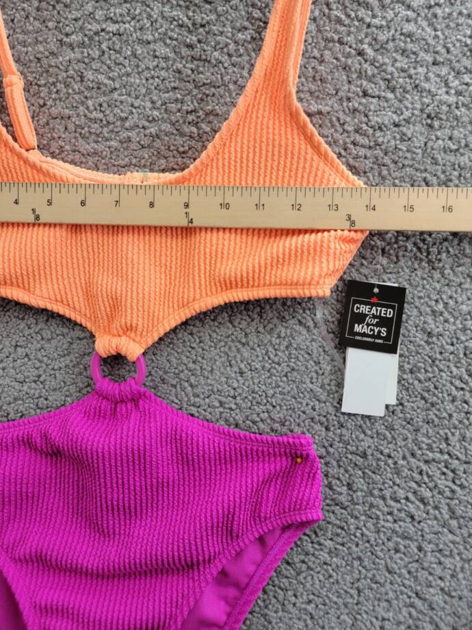 Salt & Cove Colorblocked One-Piece Monokini Juniors' M Peach/Fuchsia Scoop Neck