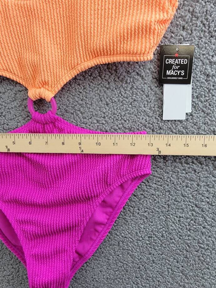 Salt & Cove Colorblocked One-Piece Monokini Juniors' M Peach/Fuchsia Scoop Neck