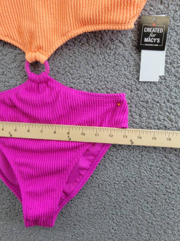 Salt & Cove Colorblocked One-Piece Monokini Juniors' M Peach/Fuchsia Scoop Neck