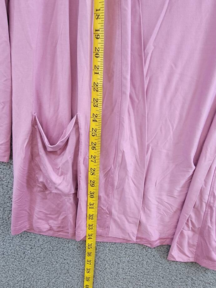 State of Day Knit Open Front Cardigan Women's L Mauve Orchid Front Pockets L/S