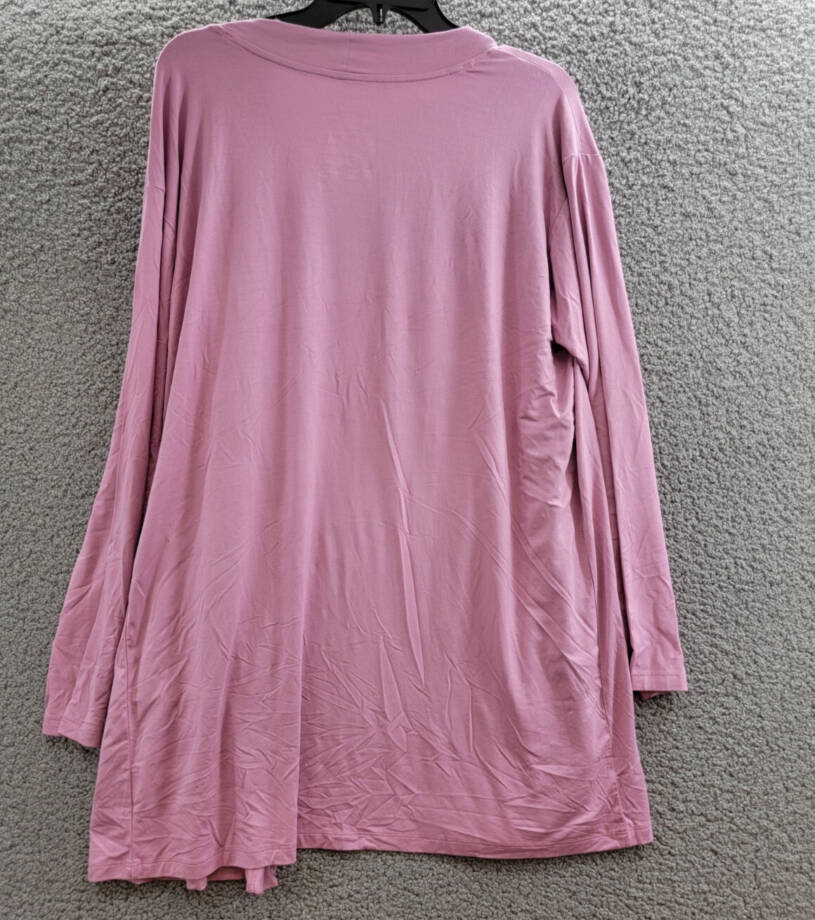 State of Day Knit Open Front Cardigan Women's L Mauve Orchid Front Pockets L/S