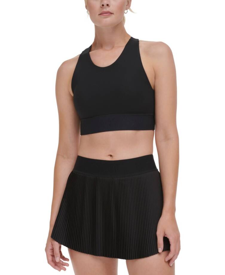 DKNY Sport Balance Compression Logo Racerback Sports Bra Women's XL Black
