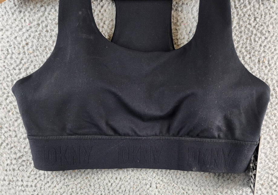 DKNY Sport Balance Compression Logo Racerback Sports Bra Women's XL Black
