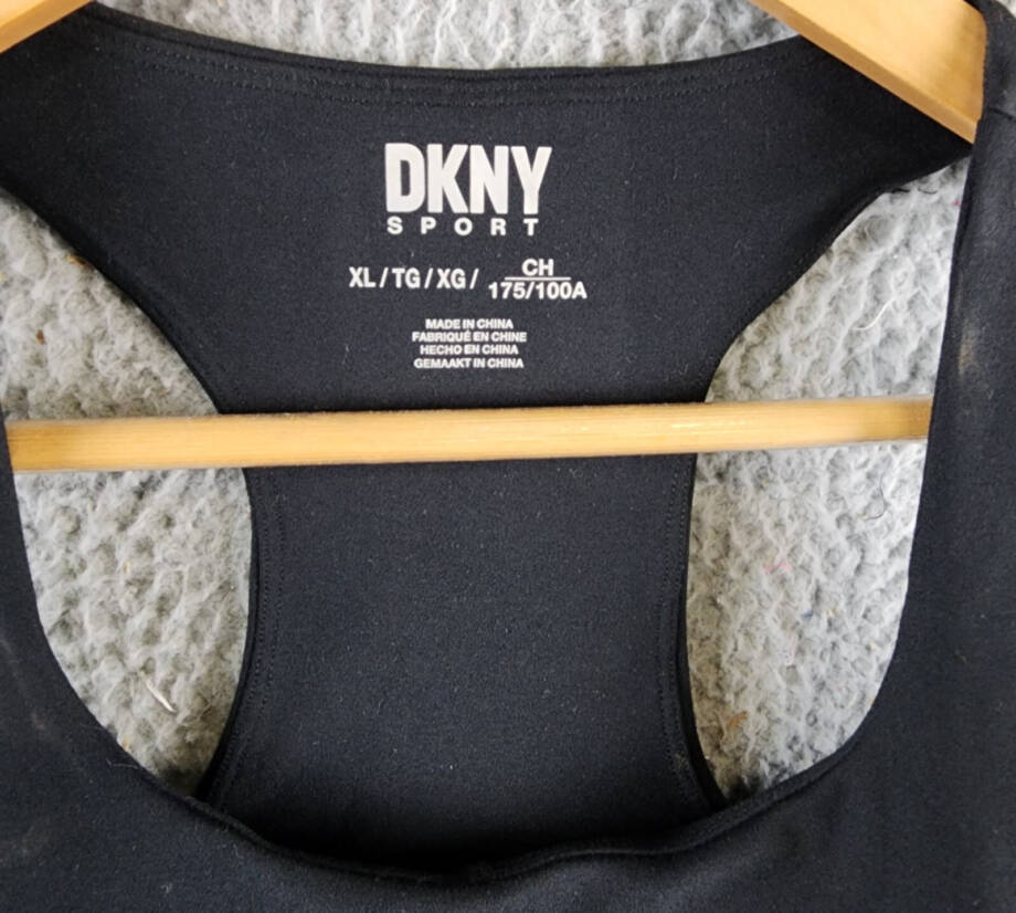 DKNY Sport Balance Compression Logo Racerback Sports Bra Women's XL Black