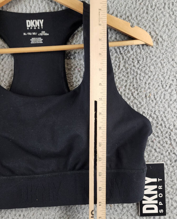 DKNY Sport Balance Compression Logo Racerback Sports Bra Women's XL Black