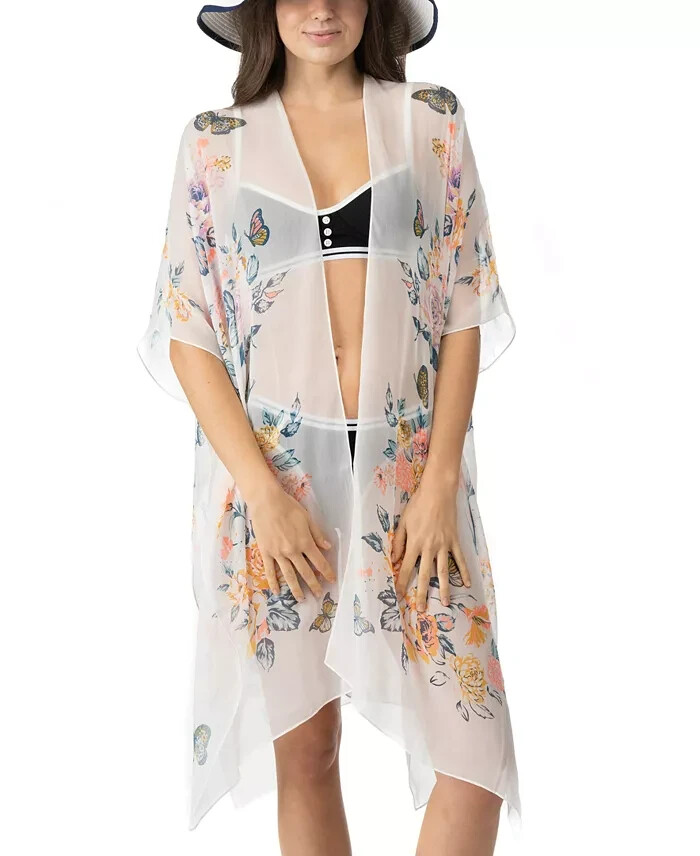 I.N.C. International Concepts Butterfly Floral Kimono Cover-Up Women's OS Multi