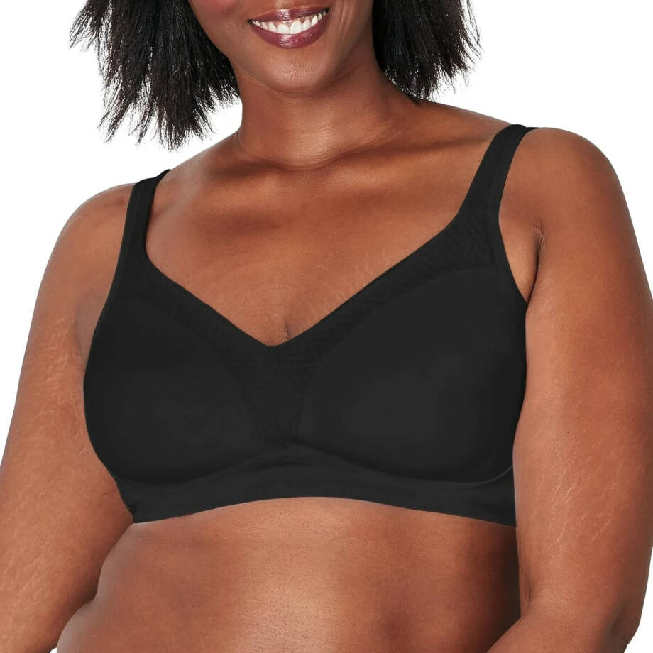 Playtex 18 Hour Bounce Control Wire Free Bra Women's 38C Black Hook & Eye Back