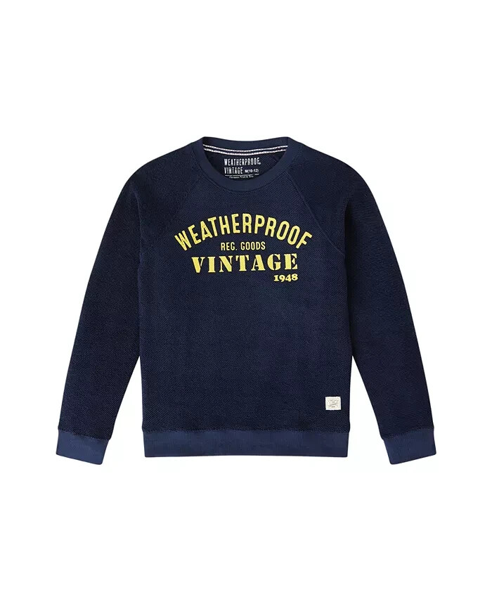 Weatherproof Vintage French Terry Raglan Crew Neck Sweater Big Boys L Dress Blue