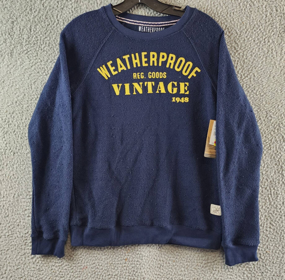 Weatherproof Vintage French Terry Raglan Crew Neck Sweater Big Boys L Dress Blue