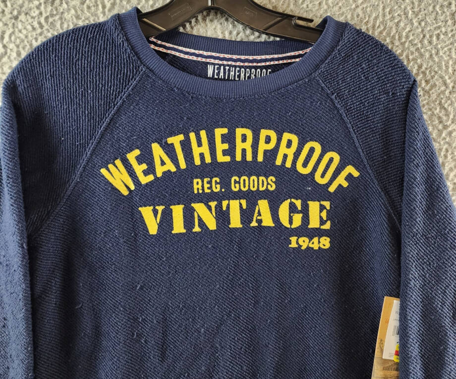 Weatherproof Vintage French Terry Raglan Crew Neck Sweater Big Boys L Dress Blue