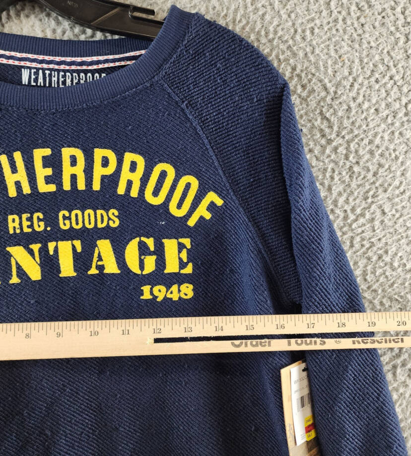 Weatherproof Vintage French Terry Raglan Crew Neck Sweater Big Boys L Dress Blue