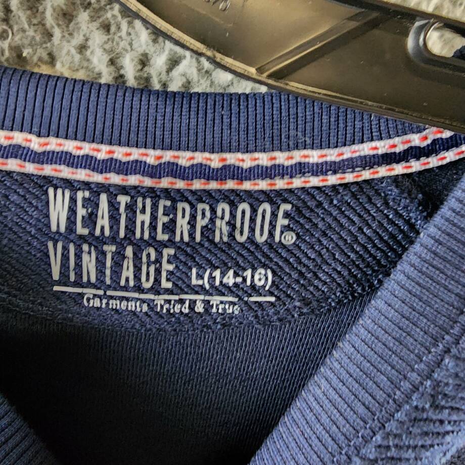 Weatherproof Vintage French Terry Raglan Crew Neck Sweater Big Boys L Dress Blue