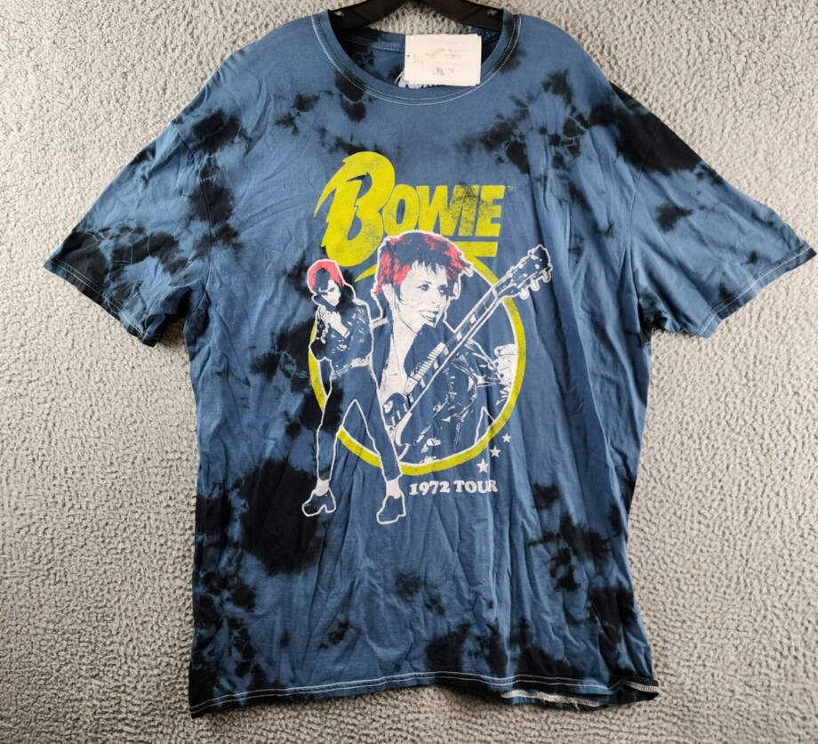Philcos David Bowie Graphic Tee Mens XL Blue Wash Crewneck Short Sleeve Pullover