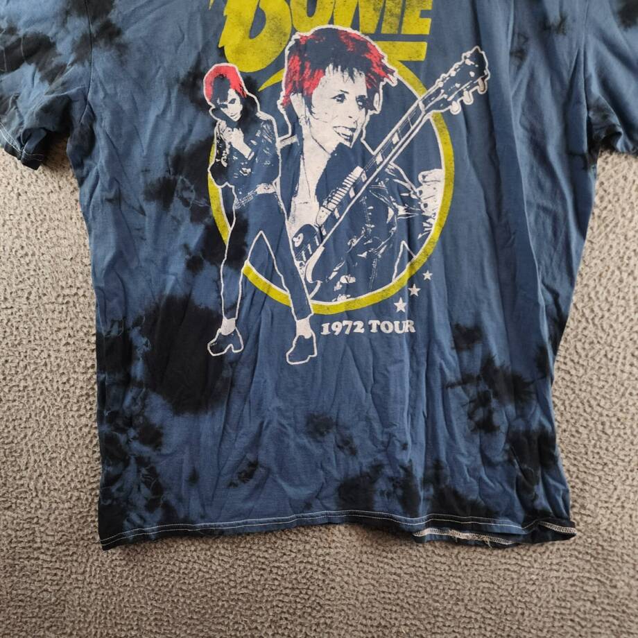Philcos David Bowie Graphic Tee Mens XL Blue Wash Crewneck Short Sleeve Pullover