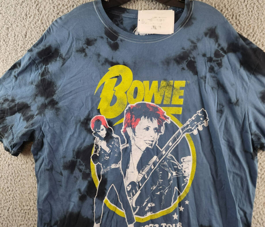 Philcos David Bowie Graphic Tee Mens XL Blue Wash Crewneck Short Sleeve Pullover