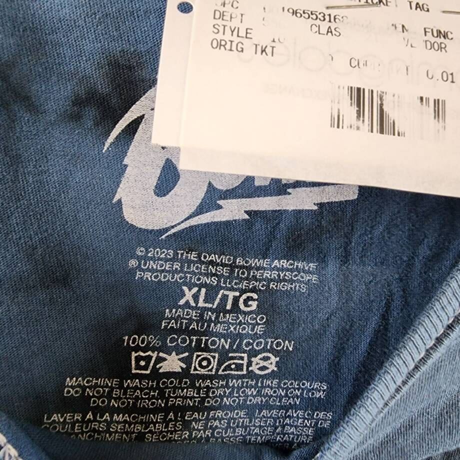 Philcos David Bowie Graphic Tee Mens XL Blue Wash Crewneck Short Sleeve Pullover