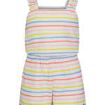 Tommy Hilfiger Stripe Terry Romper Big Girls XL (16) Multi Straight Neck Pull On