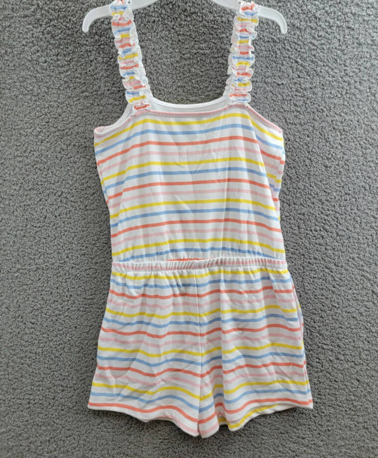 Tommy Hilfiger Stripe Terry Romper Big Girls XL (16) Multi Straight Neck Pull On