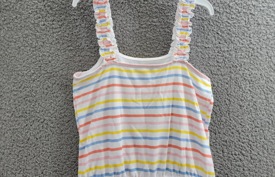 Tommy Hilfiger Stripe Terry Romper Big Girls XL (16) Multi Straight Neck Pull On