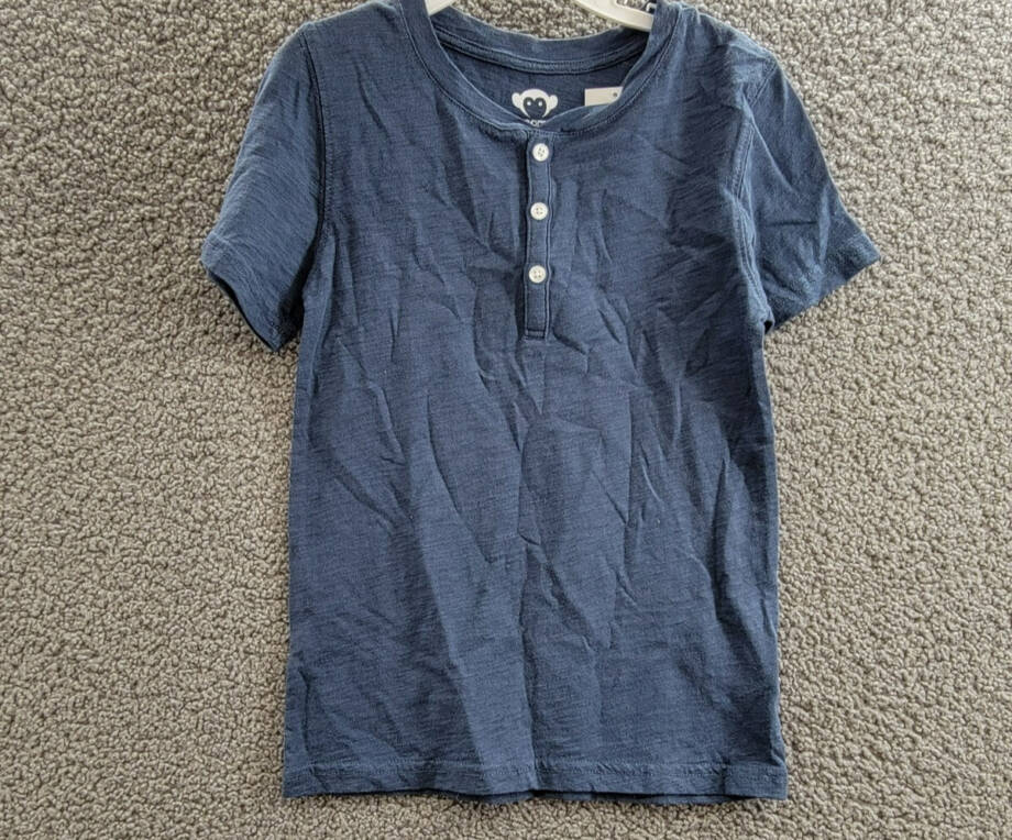 Appaman Day Party Henley TShirt Boys 7 Ensign Blue Heather Short Sleeve Pullover