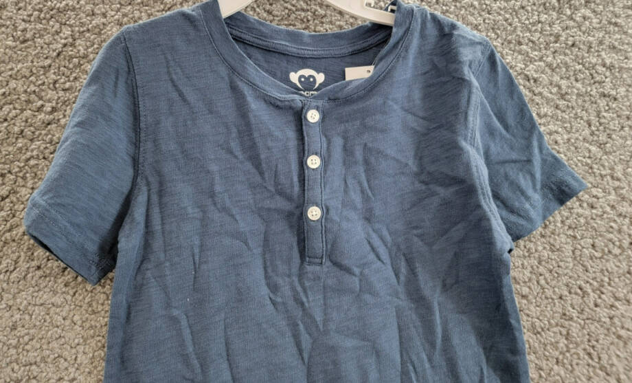 Appaman Day Party Henley TShirt Boys 7 Ensign Blue Heather Short Sleeve Pullover
