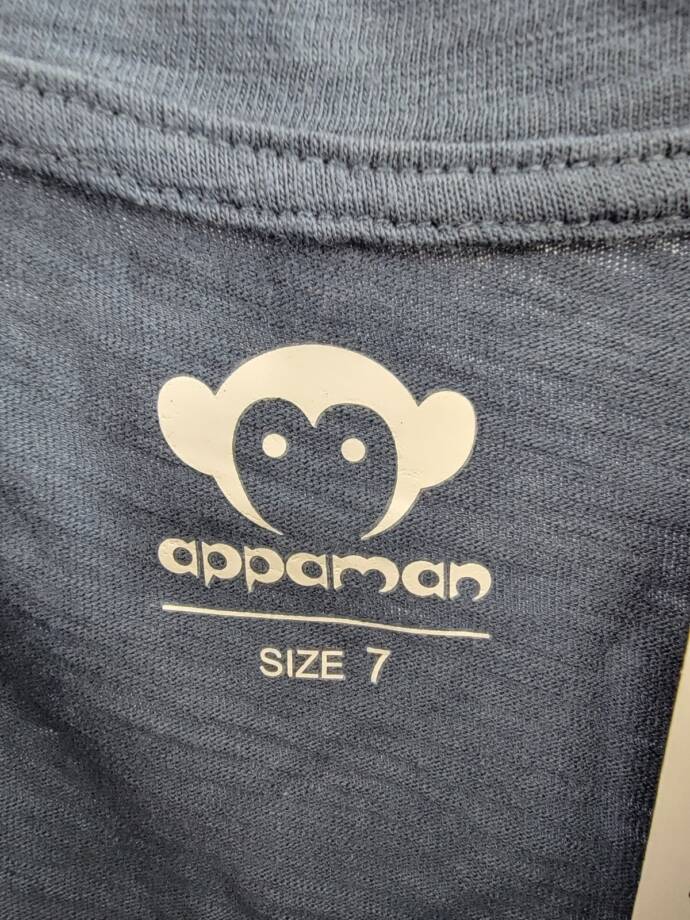 Appaman Day Party Henley TShirt Boys 7 Ensign Blue Heather Short Sleeve Pullover