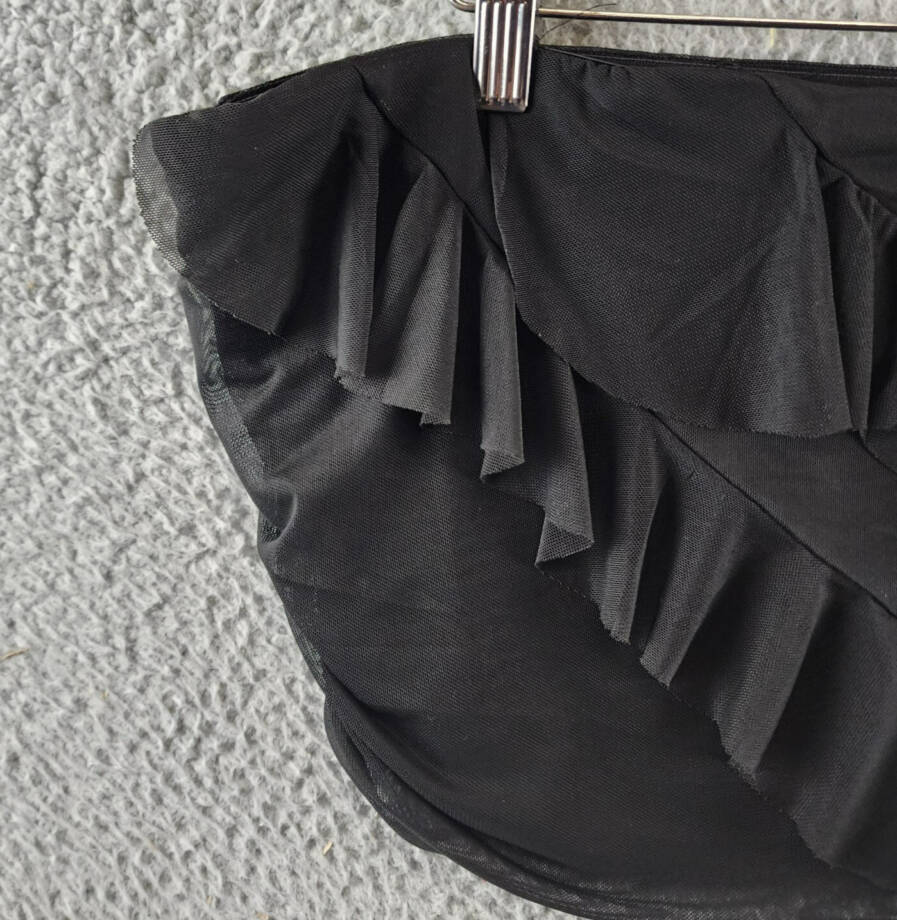 Aqua Draped Ruffled Mesh Tube Top Women's M Black Solid Sleeveless Pullover