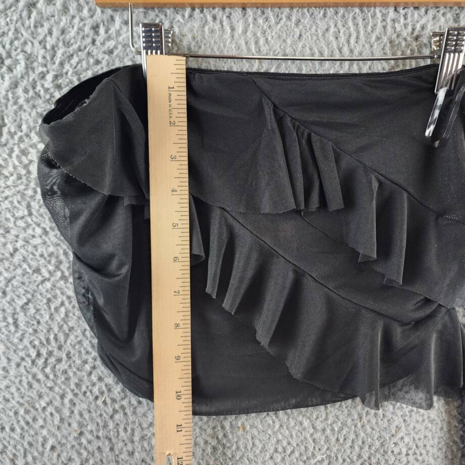 Aqua Draped Ruffled Mesh Tube Top Women's M Black Solid Sleeveless Pullover