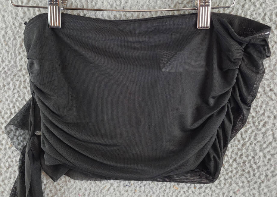 AQUA Draped Ruffle Mesh Tube Top Women's Small Black Pullover