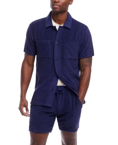 Weatherproof Vintage Regular Fit Drawstring Shorts Men's XL Navy With Pockets