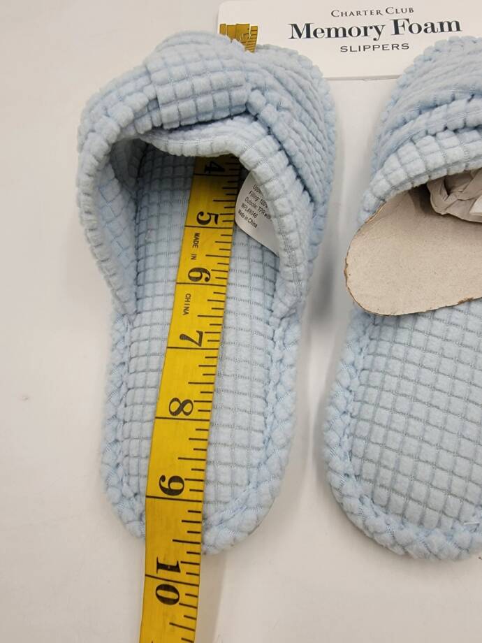 Charter Club Textured Knot-Top Slippers Women's S 5-6 US Crystallin Blue Slip On