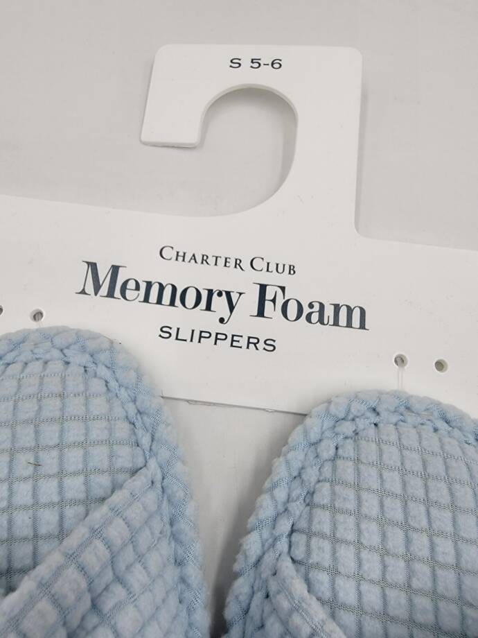 Charter Club Textured Knot-Top Slippers Women's S 5-6 US Crystallin Blue Slip On